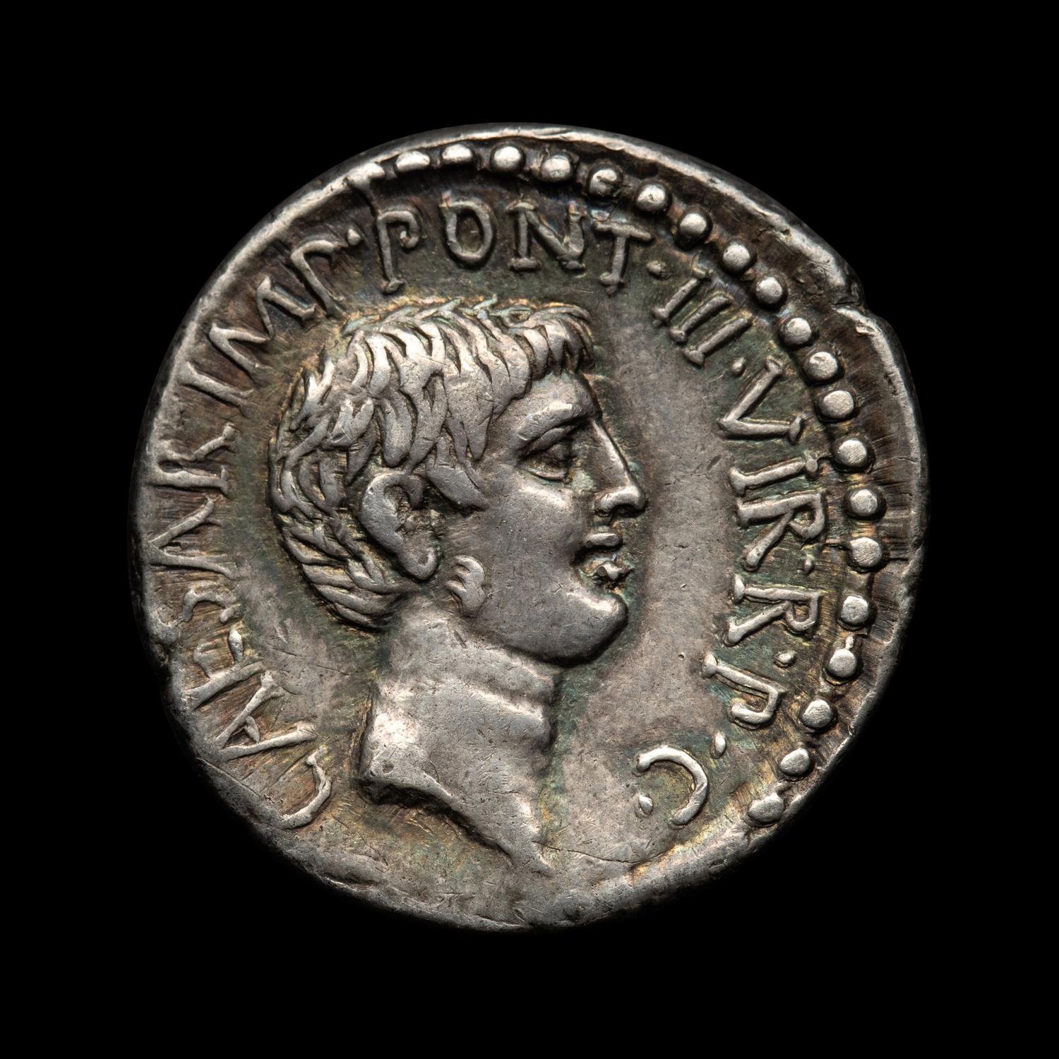 [ANCIENT] Marc Antony & Octavian (Augustus). AR Denarius. (41 BCE)