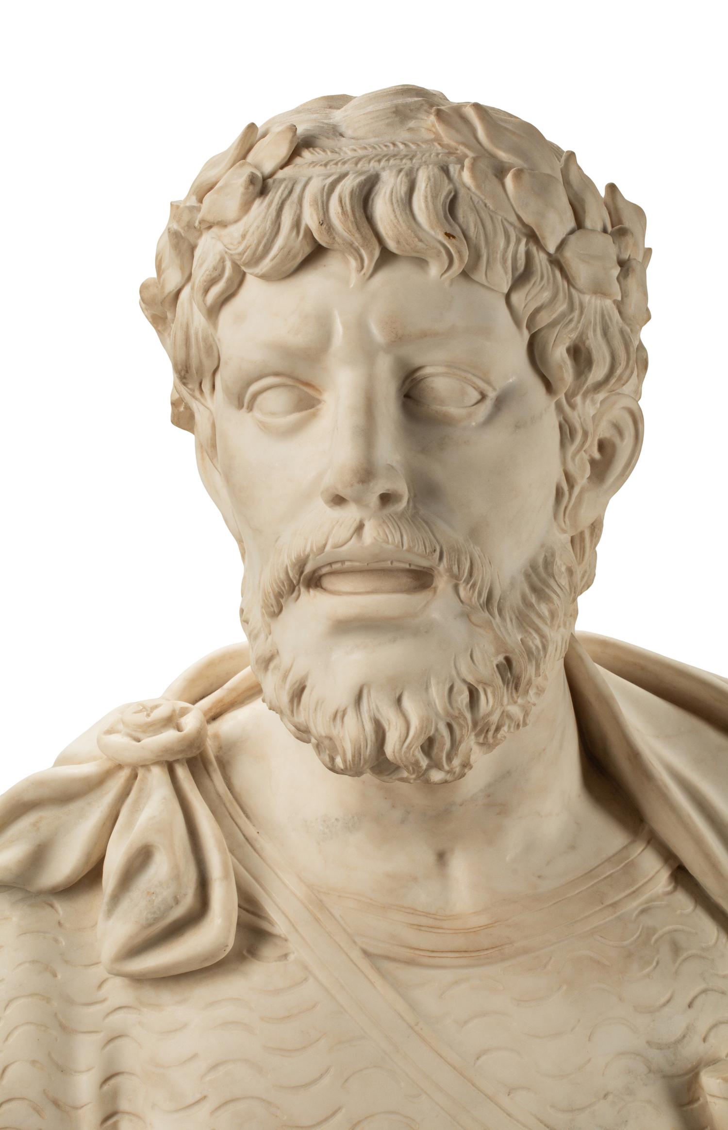 An Italian Marble Portrait Bust of a Roman Emperor