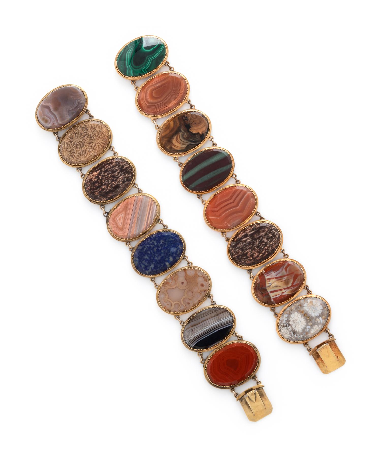VICTORIAN, PAIR OF HARDSTONE BRACELETS