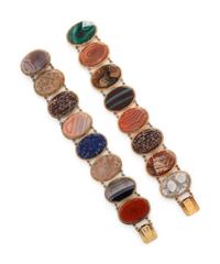 VICTORIAN, PAIR OF HARDSTONE BRACELETS