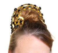 A Gianni Versace Runway Hair Ornament and Matching Earclips, Hair cuff: 7" x 1.75"- 4.25"; Bead Drop: 6".