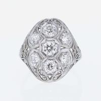An Art Deco Platinum and Diamond Ring