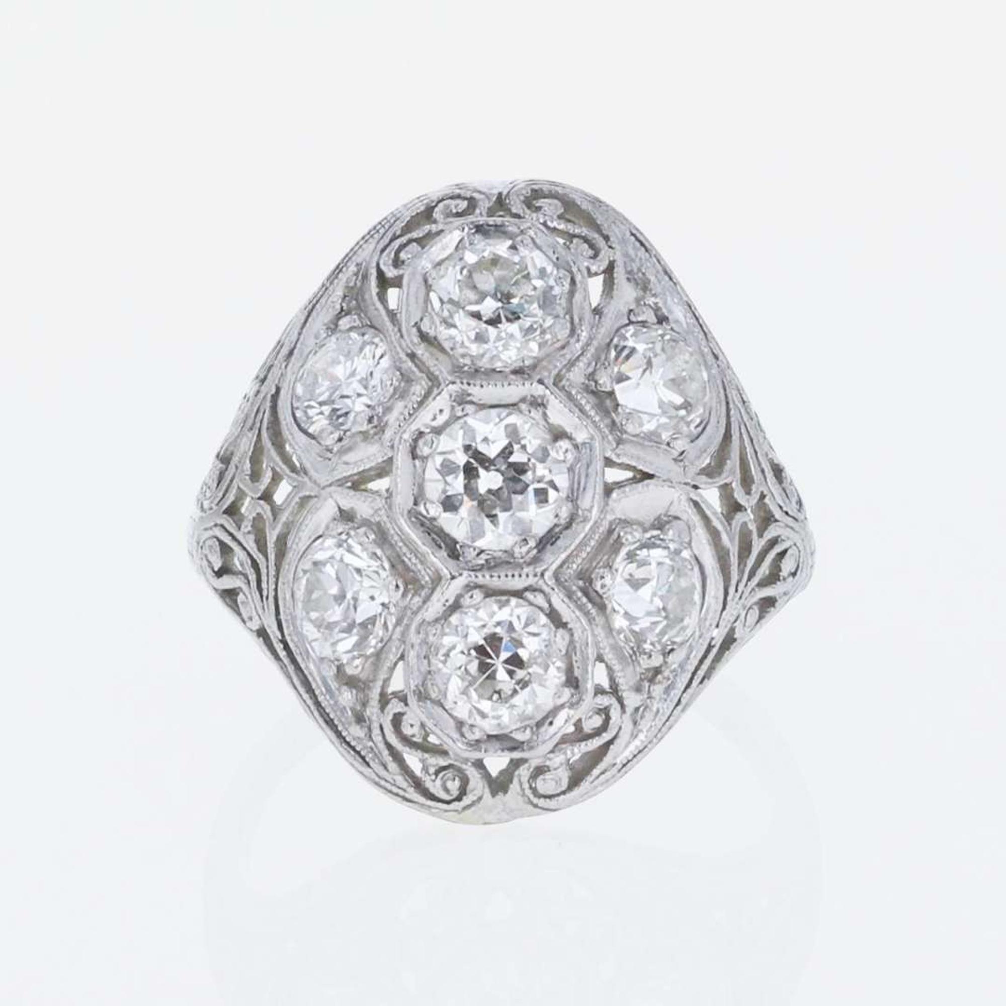 An Art Deco Platinum and Diamond Ring