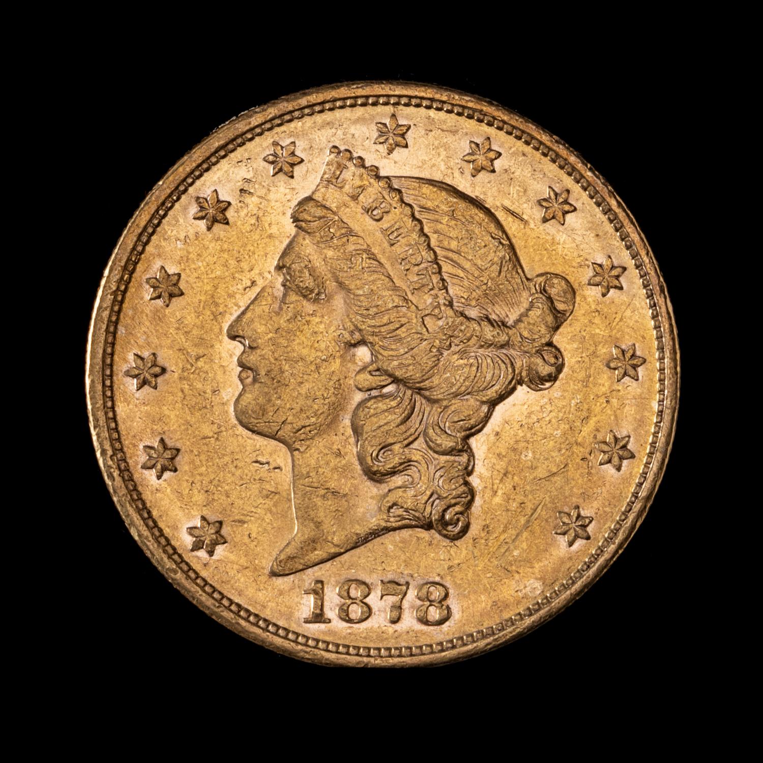 A United States 1878-S Liberty Head $20 Gold Coin