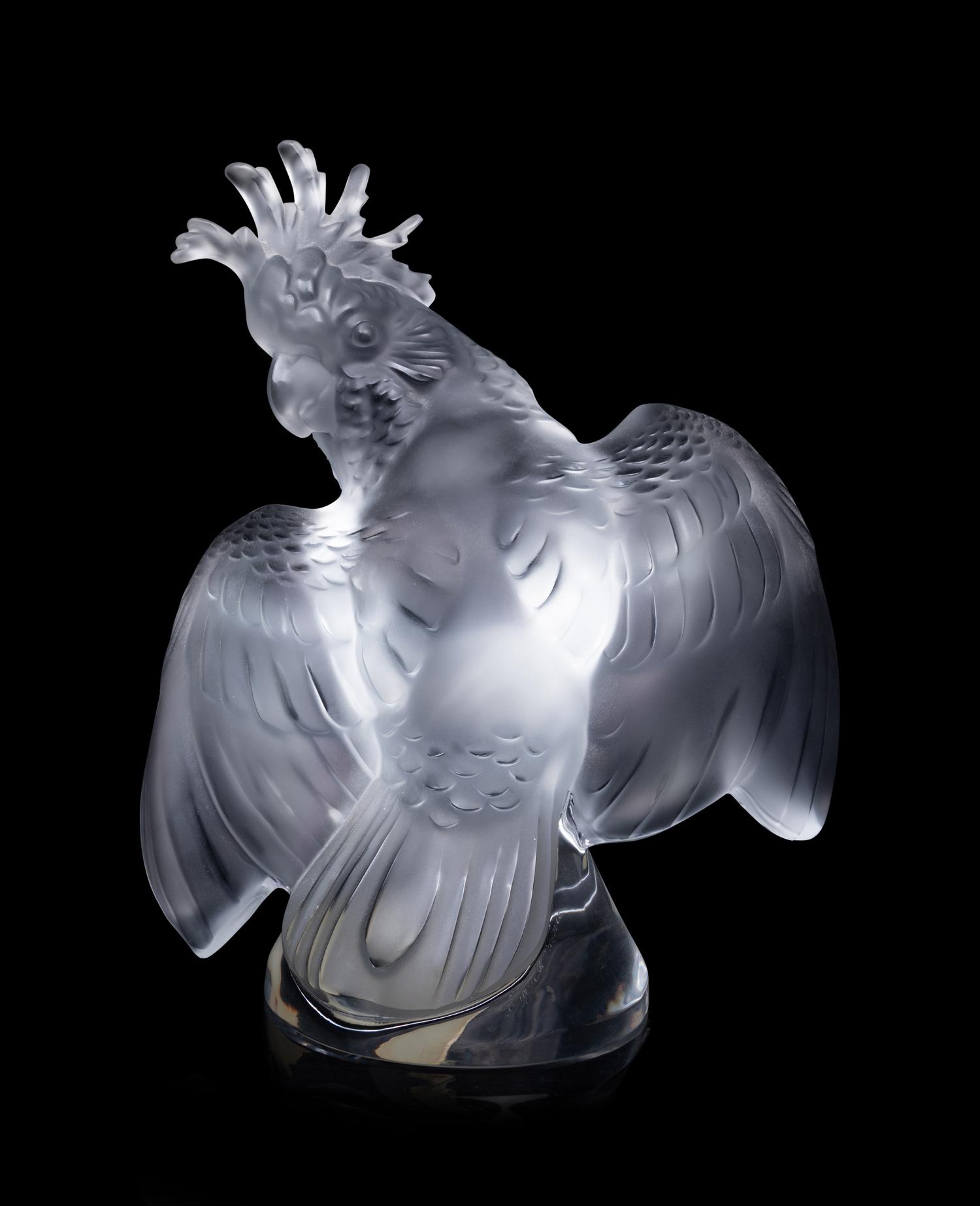 A Lalique Ara Cockatoo Sculpture