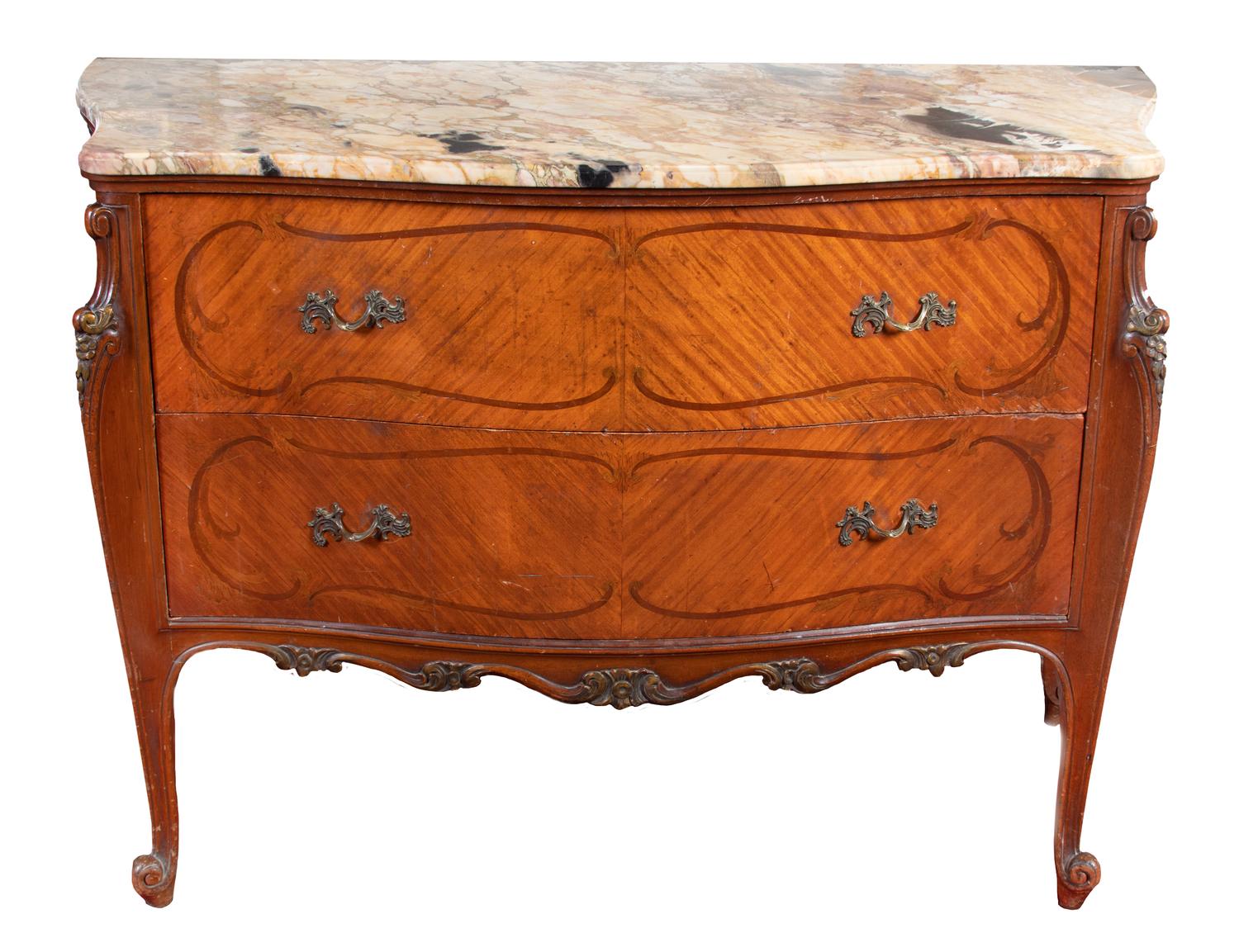 A Louis XV Style Marble-Top Commode