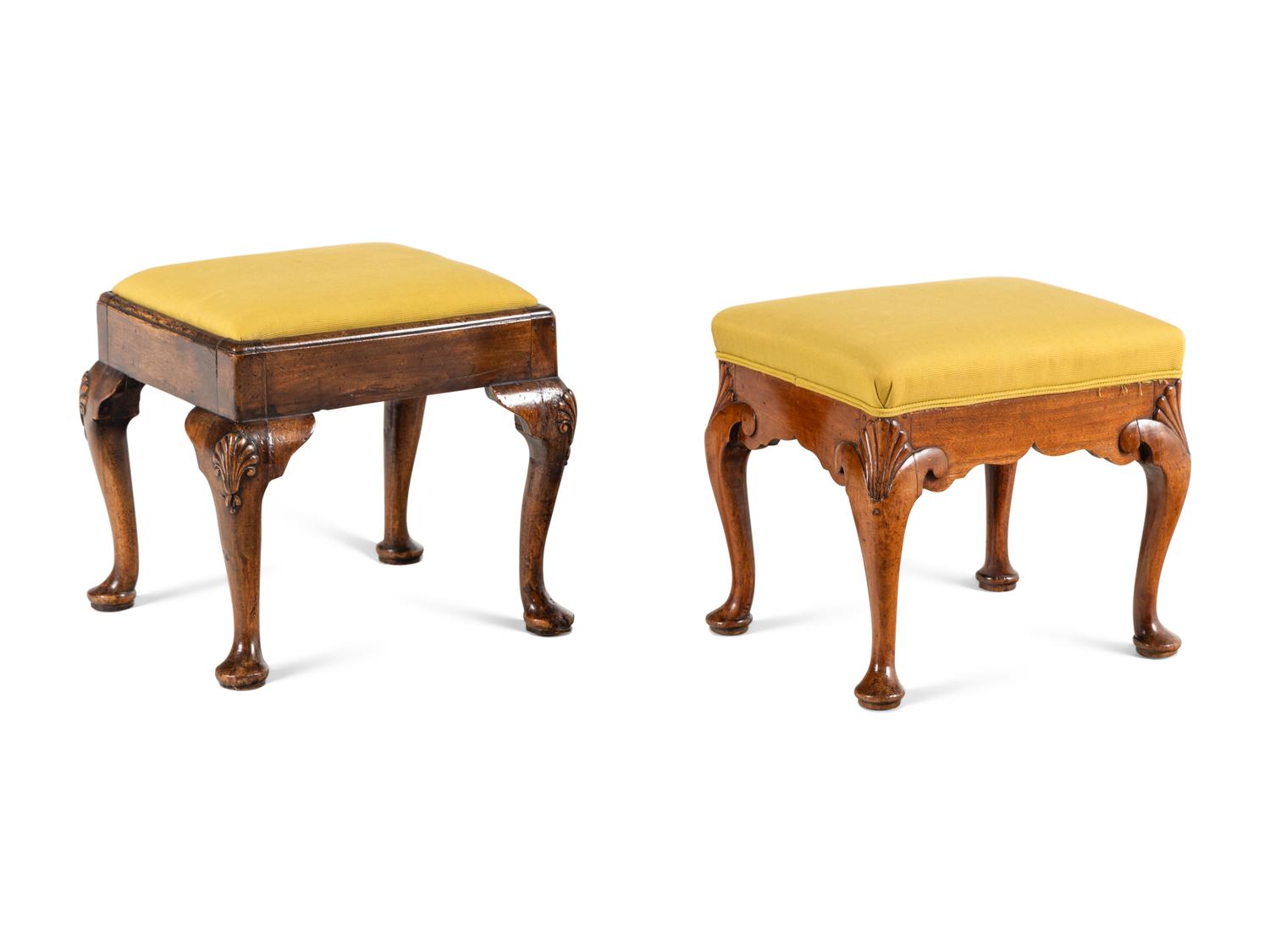 Two George II Walnut Stools
