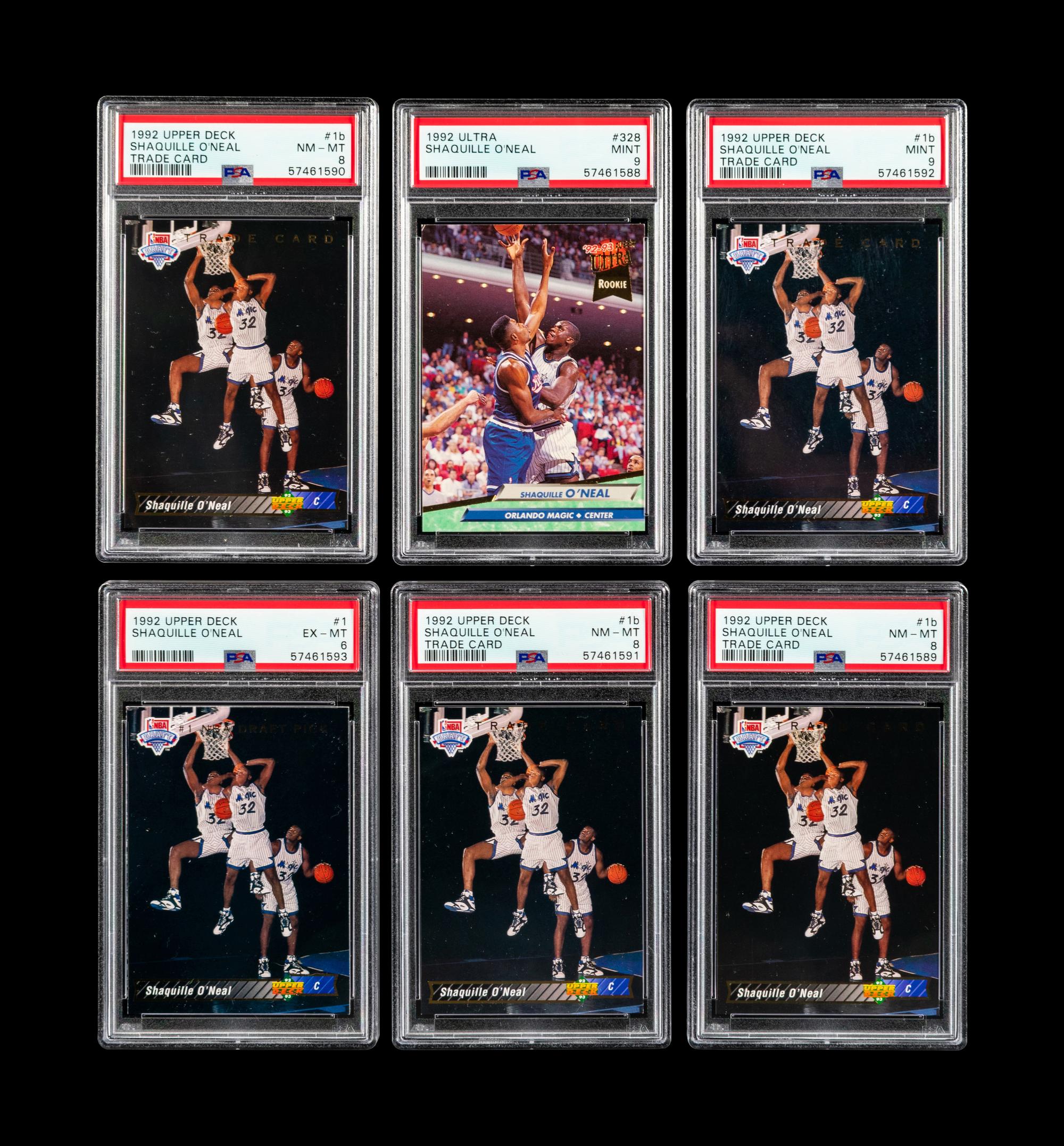 A Group of Six 1992 Upper Deck and Fleer Ultra Shaquille O'Neal PSA Graded Basketball Cards,
