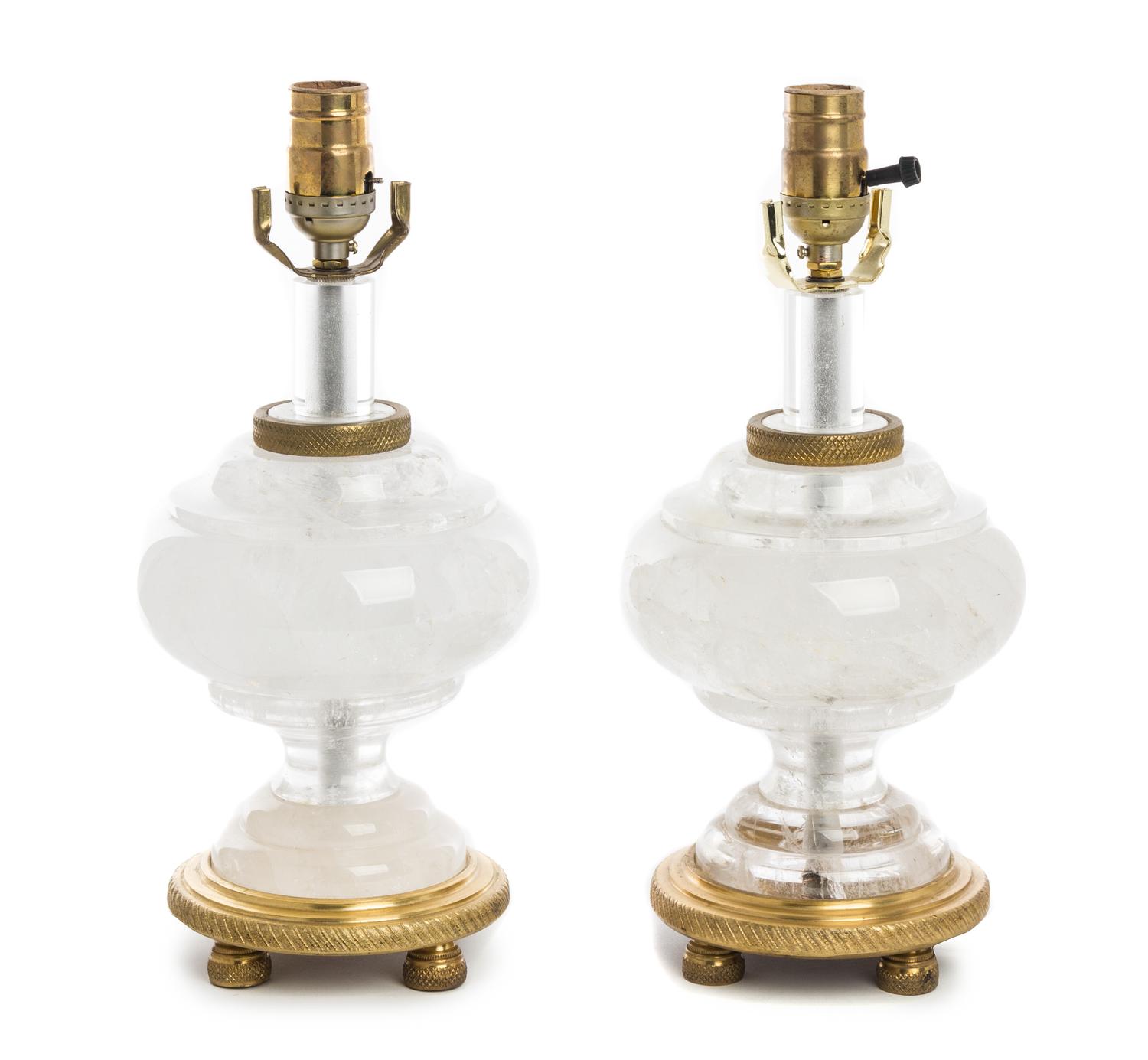 A Pair of Rock Crystal Lamps Height overall 20 inches. — 20TH CENTURY
