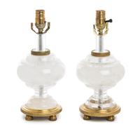 A Pair of Rock Crystal Lamps Height overall 20 inches. — 20TH CENTURY