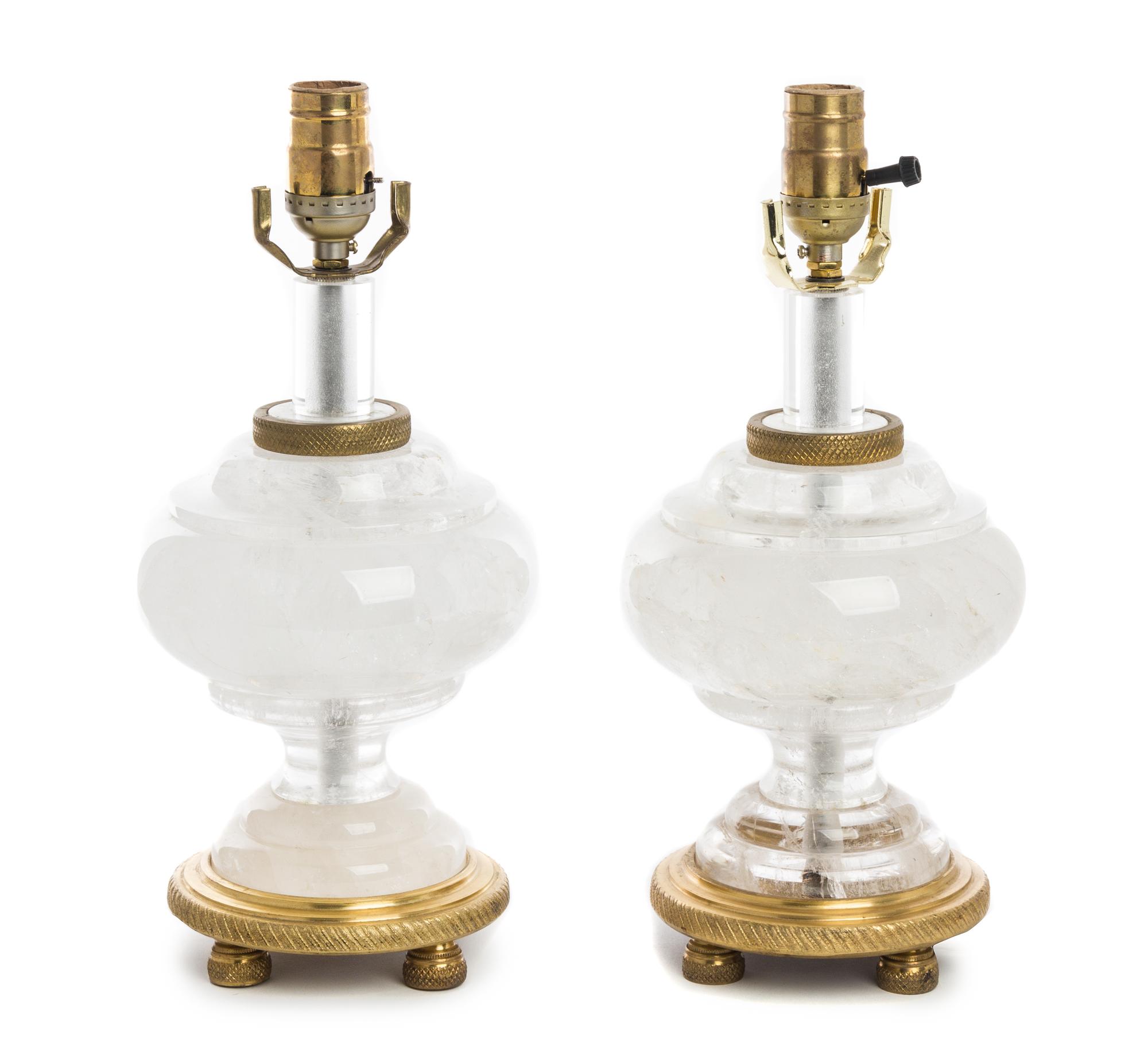 A Pair of Rock Crystal Lamps Height overall 20 inches. — 20TH CENTURY