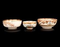 Three Japanese Satsuma Floriform Bowls