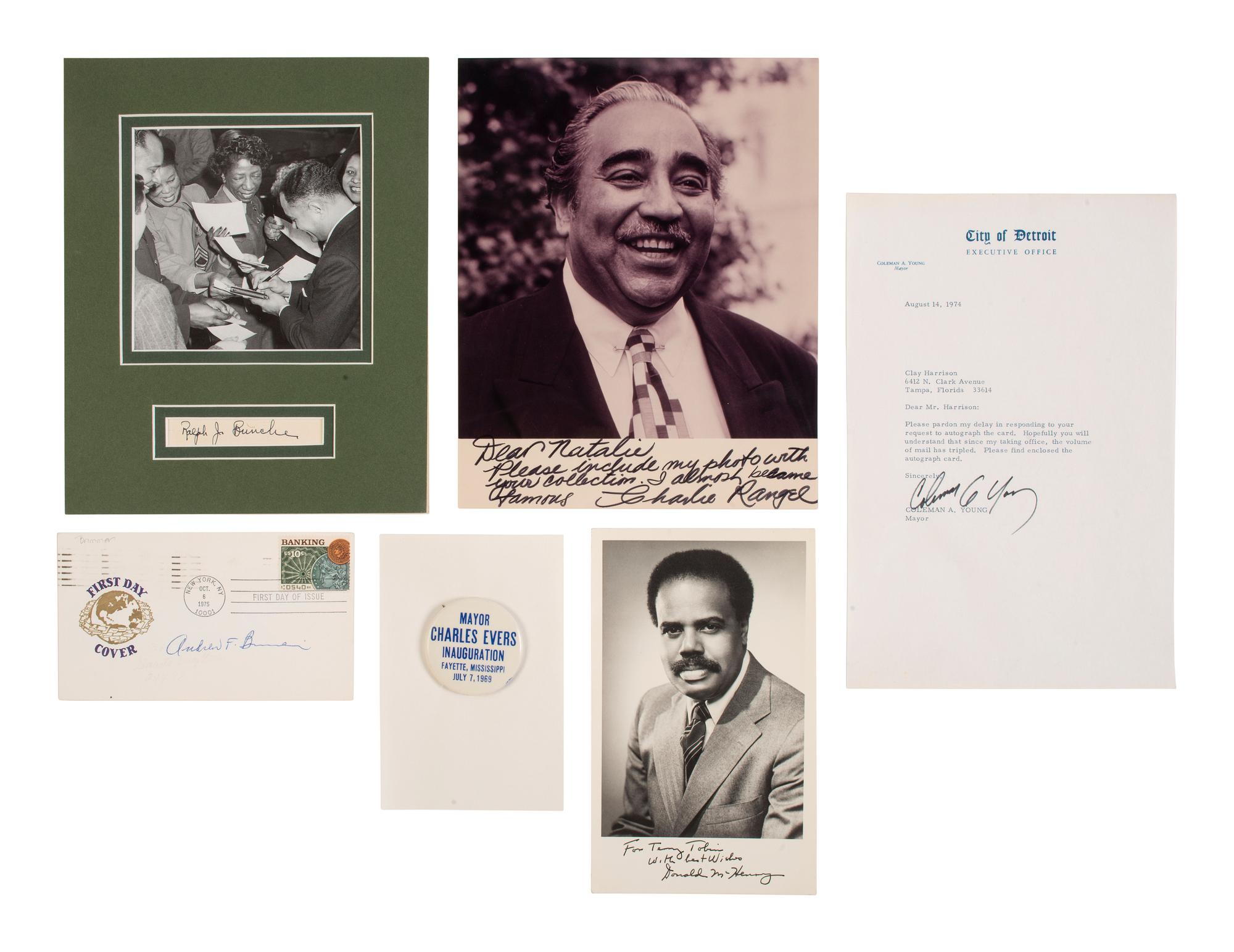 [AUTOGRAPHS]. A group of 11 autographs from African American politicians and notables, comprising: