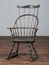 A Green-Painted Sack and Comb-Back Windsor Rocker