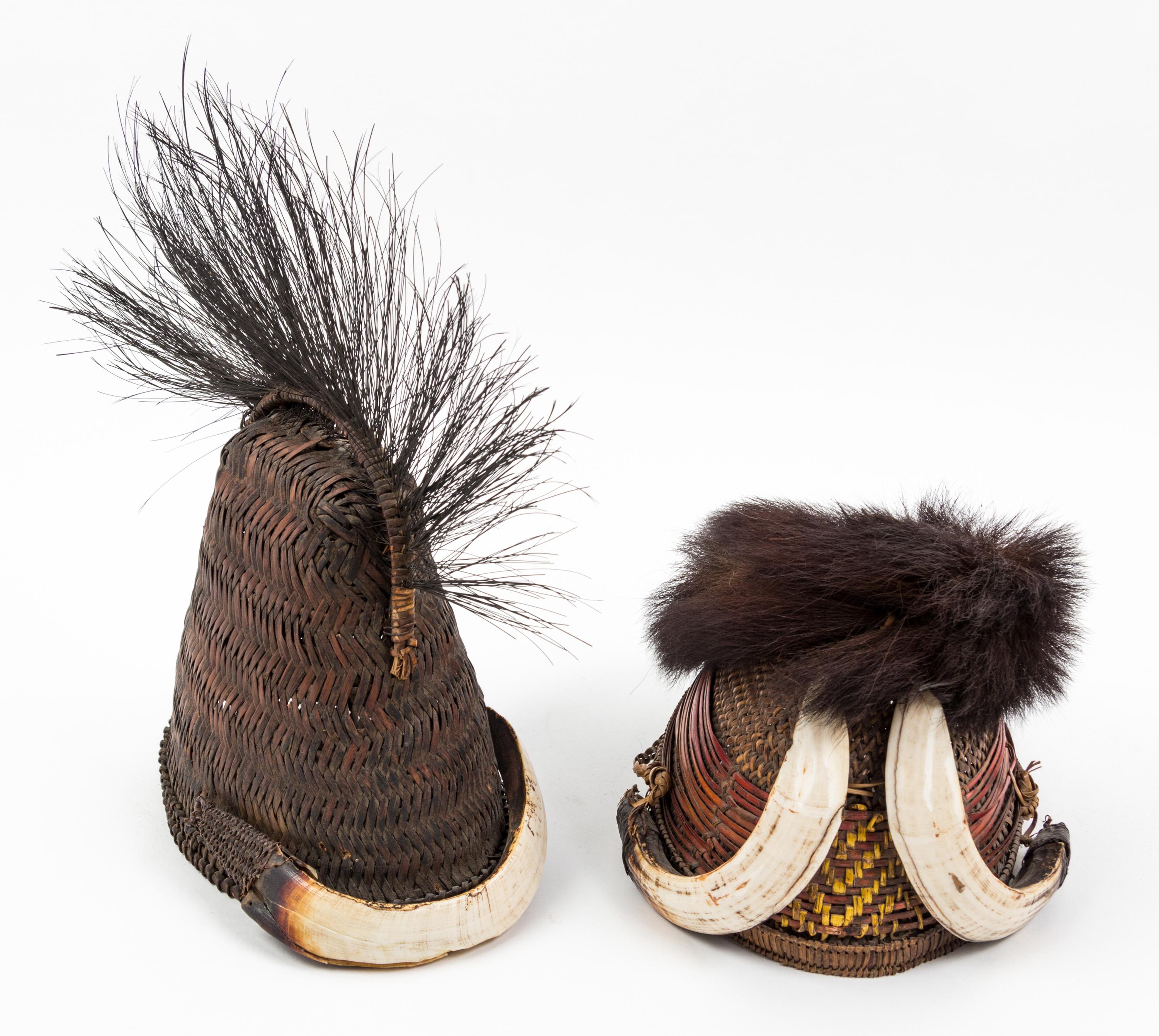 Two Nagaland Headpieces Height of taller overall 11 1/2 inches.