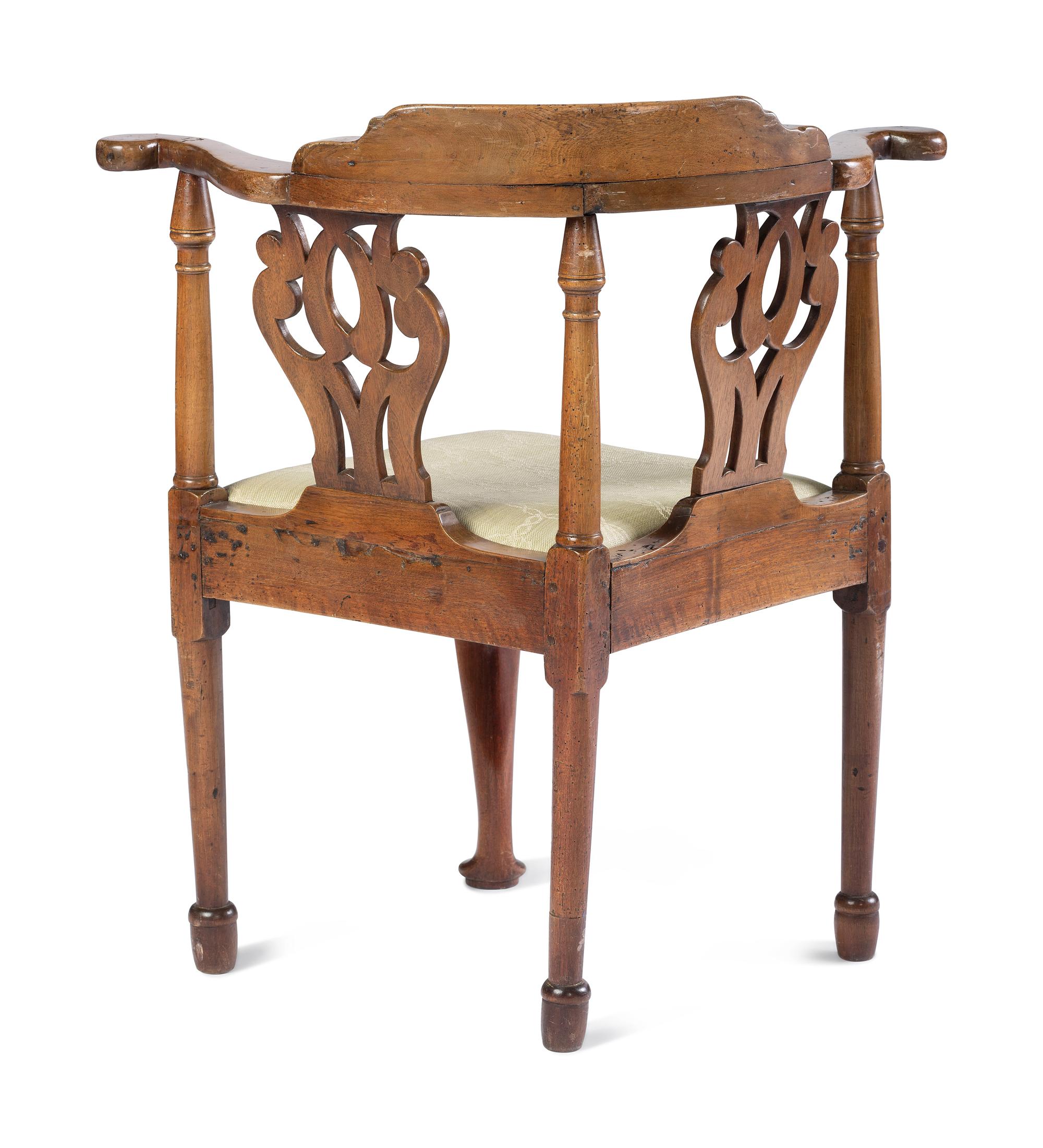 A Queen Anne Shell-Carved Walnut Corner Chair