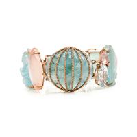 YELLOW GOLD AND MULTIGEM CLIP EARRINGS AND BRACELET