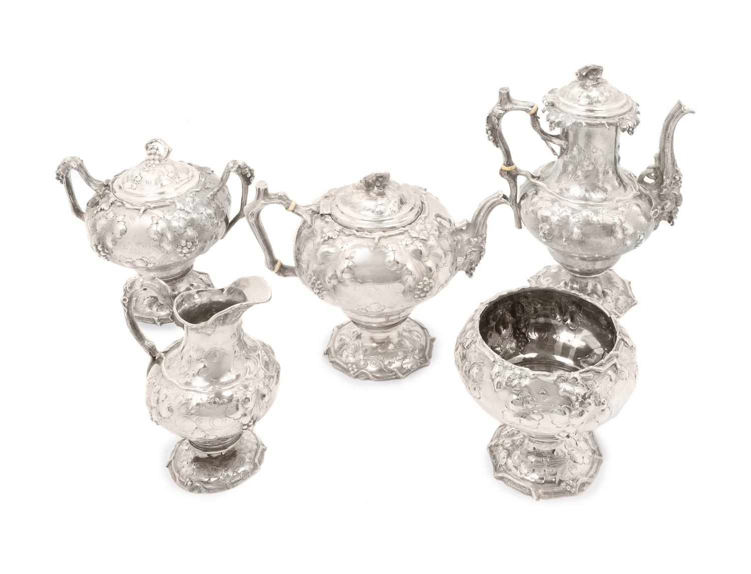 A Tiffany & Co. Silver Five-Piece Tea and Coffee Service — 1854-1870