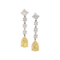 FANCY INTENSE YELLOW DIAMOND AND DIAMOND EARRINGS