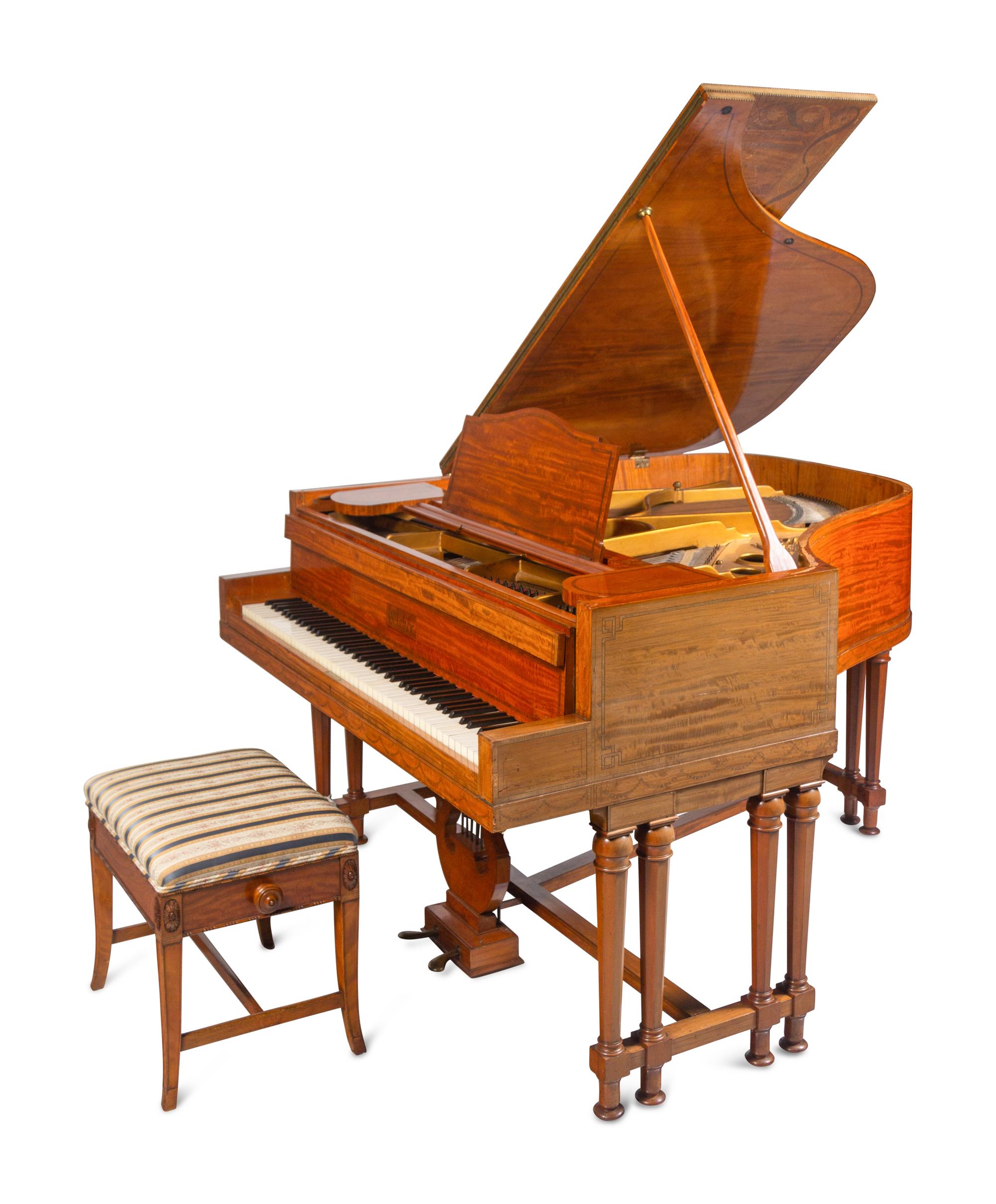 A Weber Mahogany and Marquetry Parlor Grand Piano