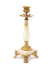 A French Gilt Metal and Onyx Candlestick