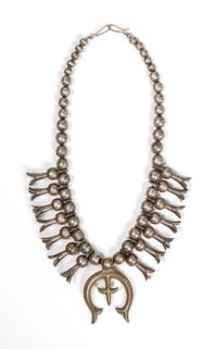 A Navajo Squash Blossom Necklace Length 18 inches.