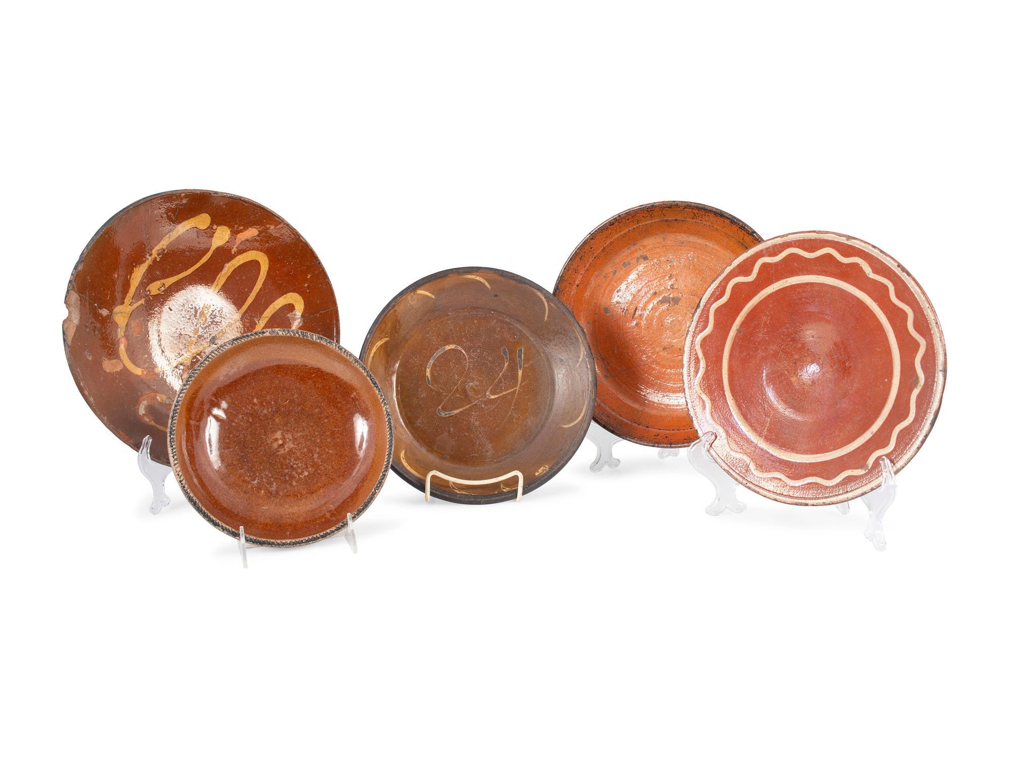 Five Redware Vessels