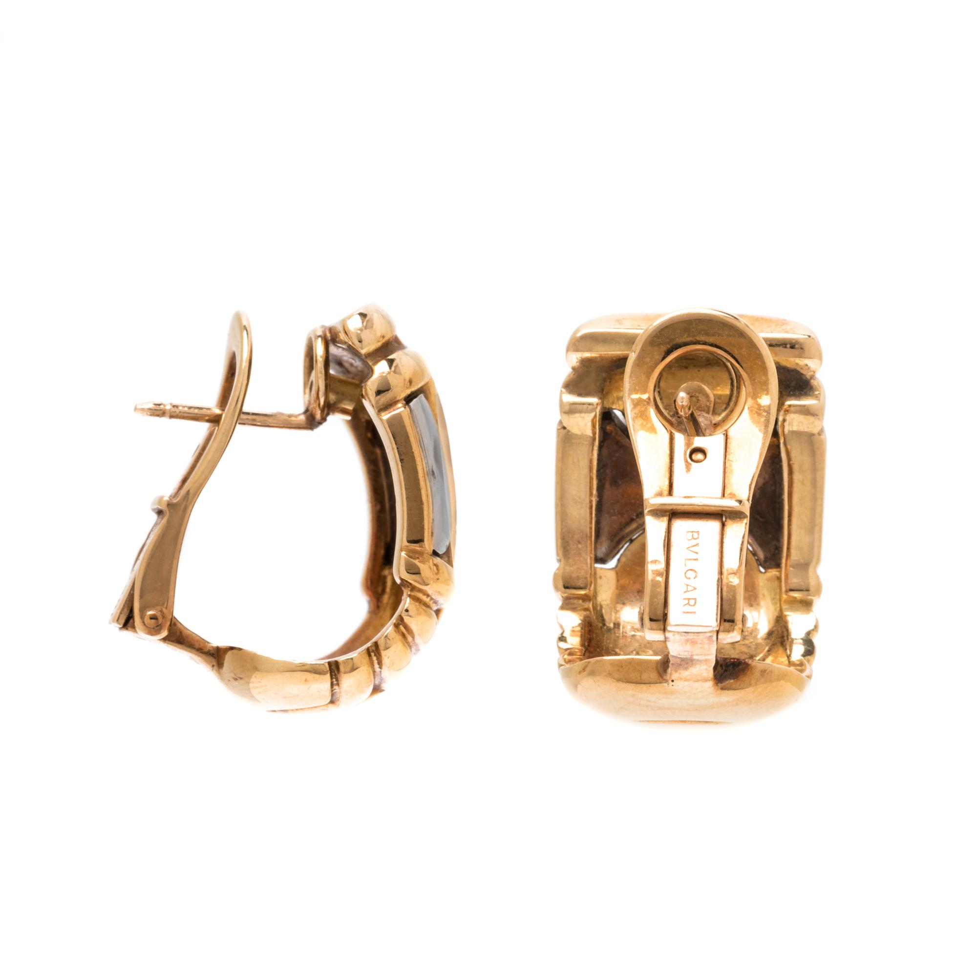 BVLGARI, YELLOW GOLD AND STEEL 'PARENTESI' EARCLIPS