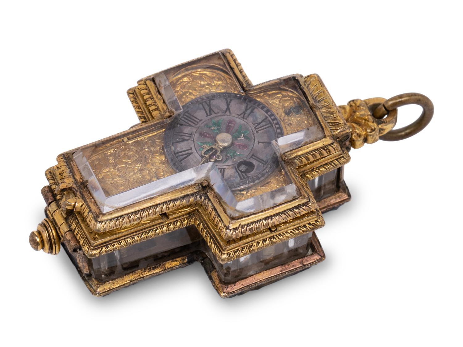 A French Gilt-Bronze Cruciform Pendant Watch