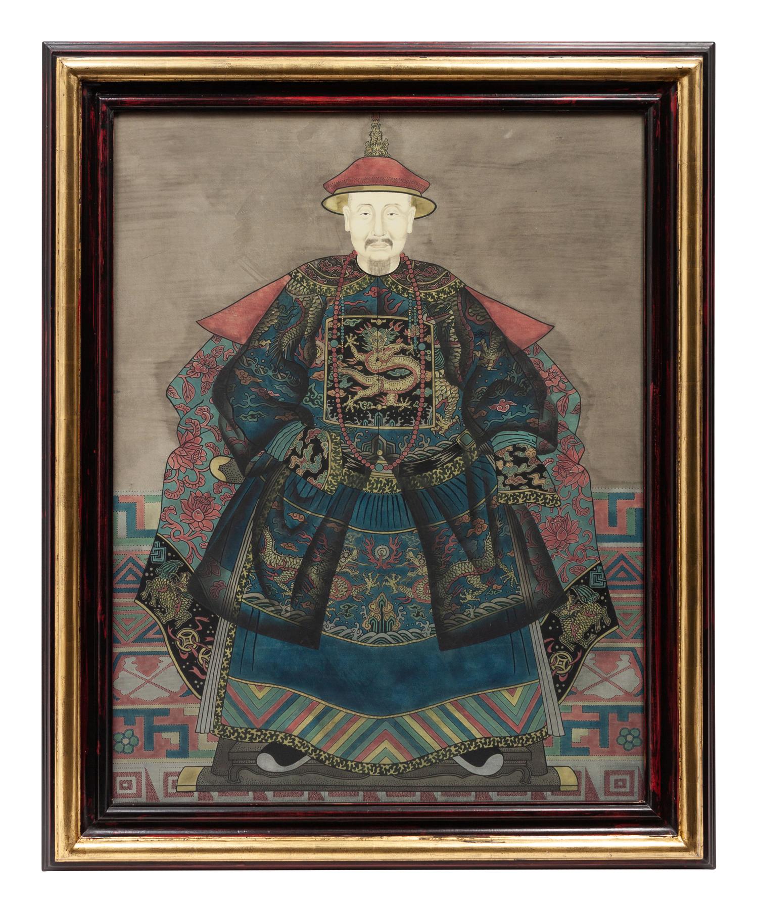 A Pair of Chinese Painted Ancestral Portraits
