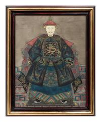 A Pair of Chinese Painted Ancestral Portraits