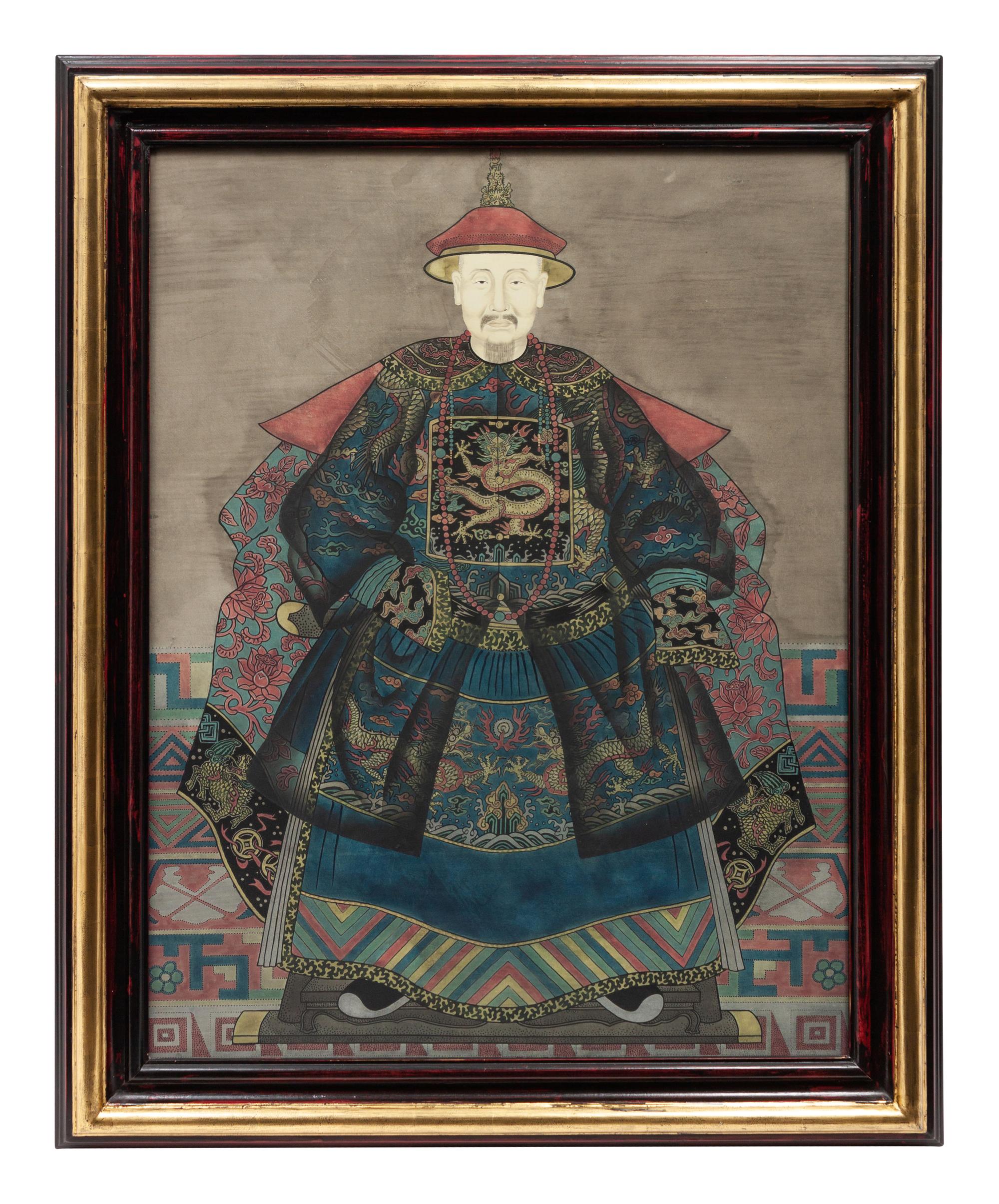 A Pair of Chinese Painted Ancestral Portraits
