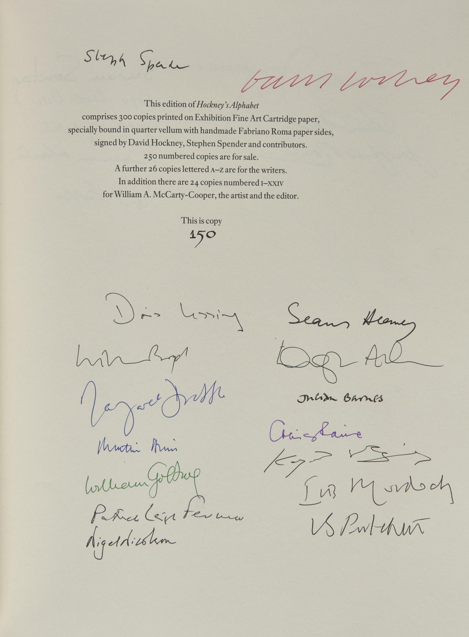 Hockney, David, and Stephen Spender, et al. Hockney's Alphabet
