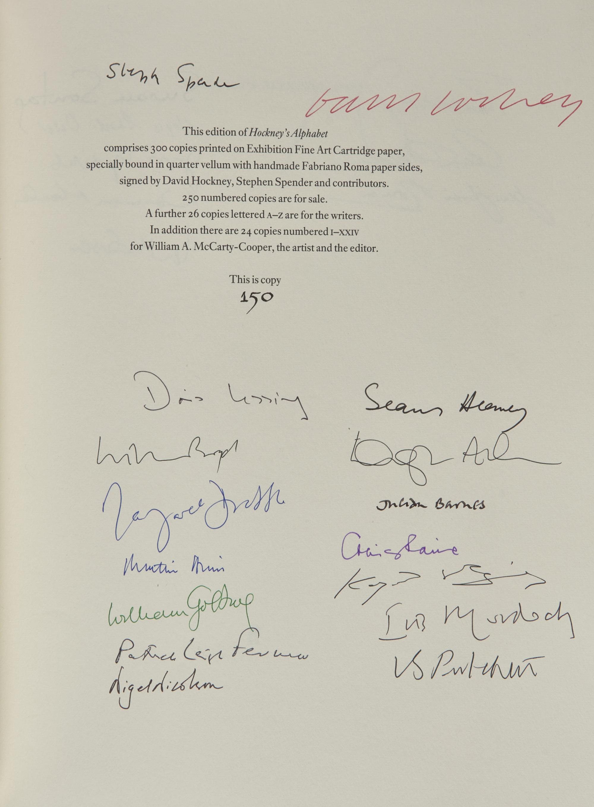Hockney, David, and Stephen Spender, et al. Hockney's Alphabet