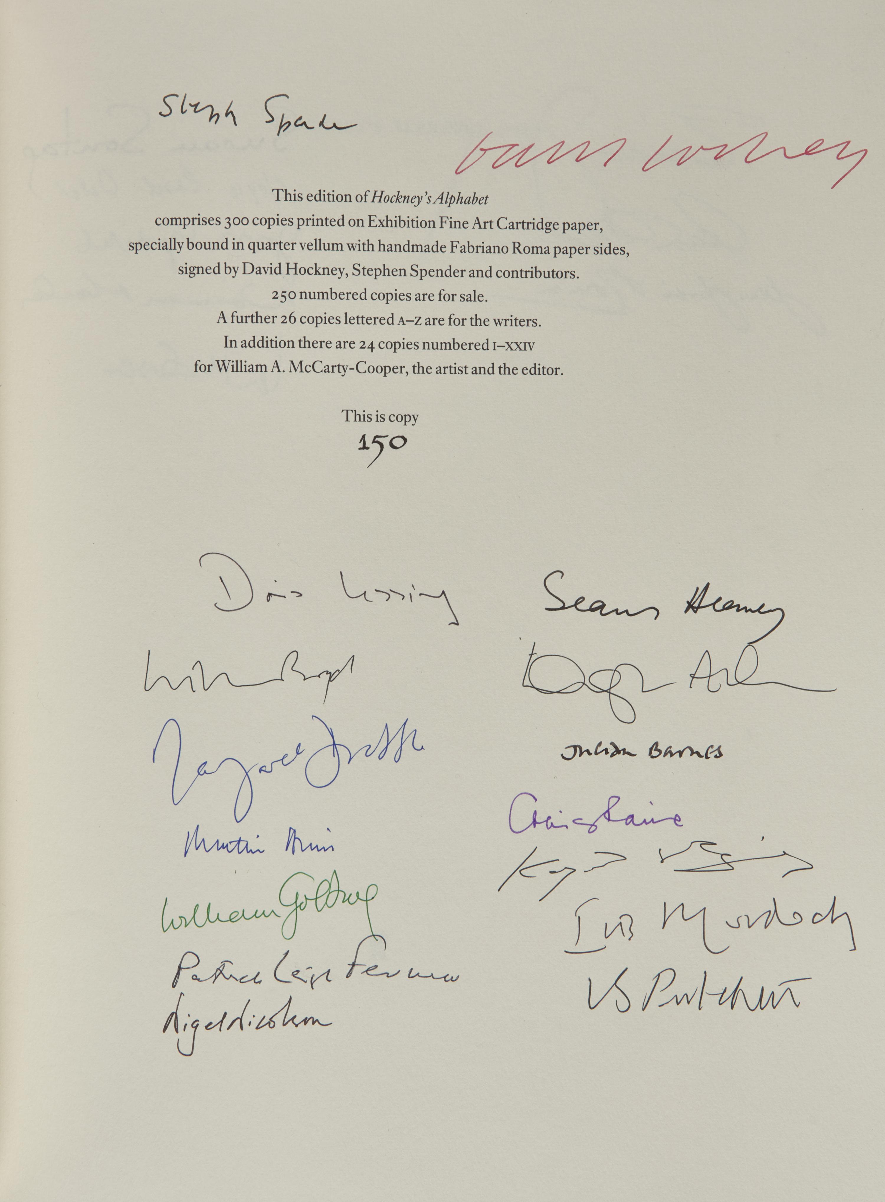 Hockney, David, and Stephen Spender, et al. Hockney's Alphabet