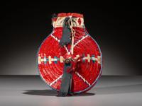 Sioux Quilled Hide Canteen-Shaped Pouch