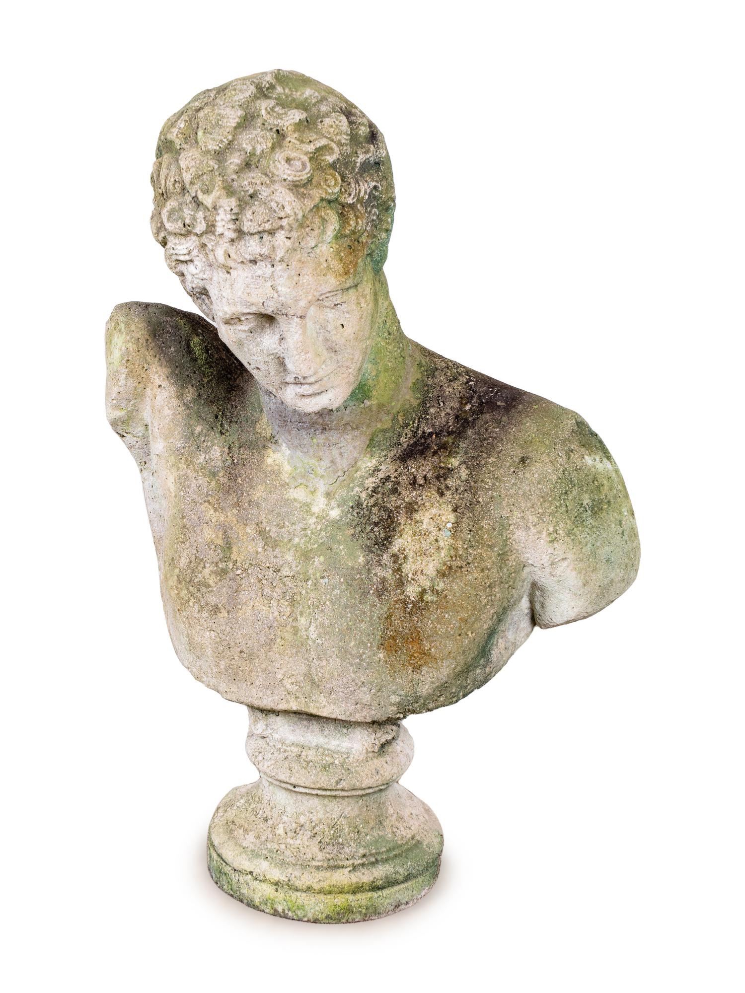 A Cast Stone Bust of Hermes of Praxiteles