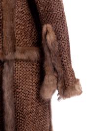 Oscar de la Renta Printed Lamb Fur Coat Trimmed with Sable