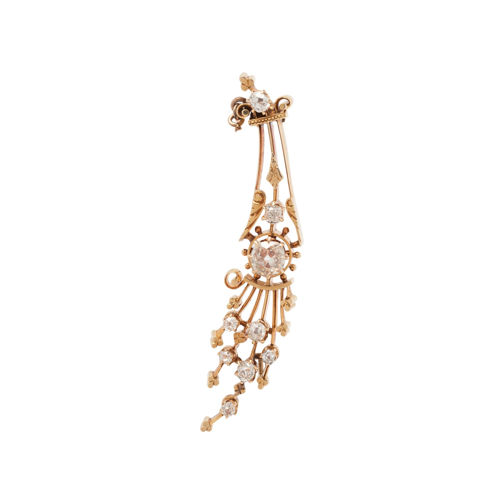 ANTIQUE, ROSE GOLD AND DIAMOND BROOCH