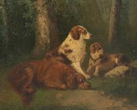 Dogs Hunting and Dogs at Rest (two paintings)