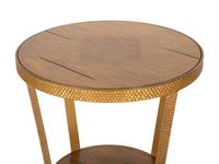 A Modern Textured Gilt Bronze Two Tier Table with Inset Wood Top and Shelf — 20th Century