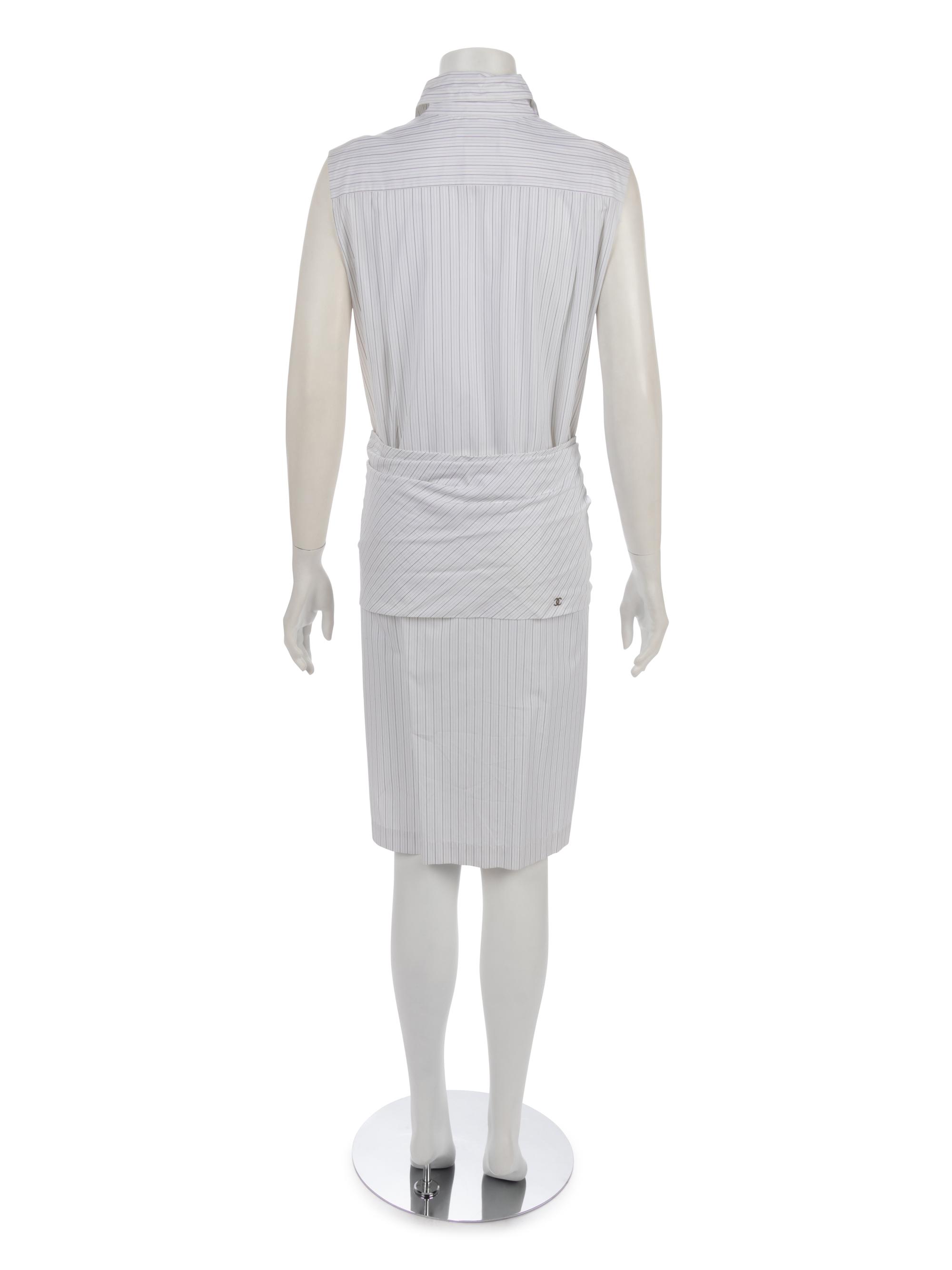 Chanel Cotton Pinstripe Shirt Dress and Shrug, Cruise 2001