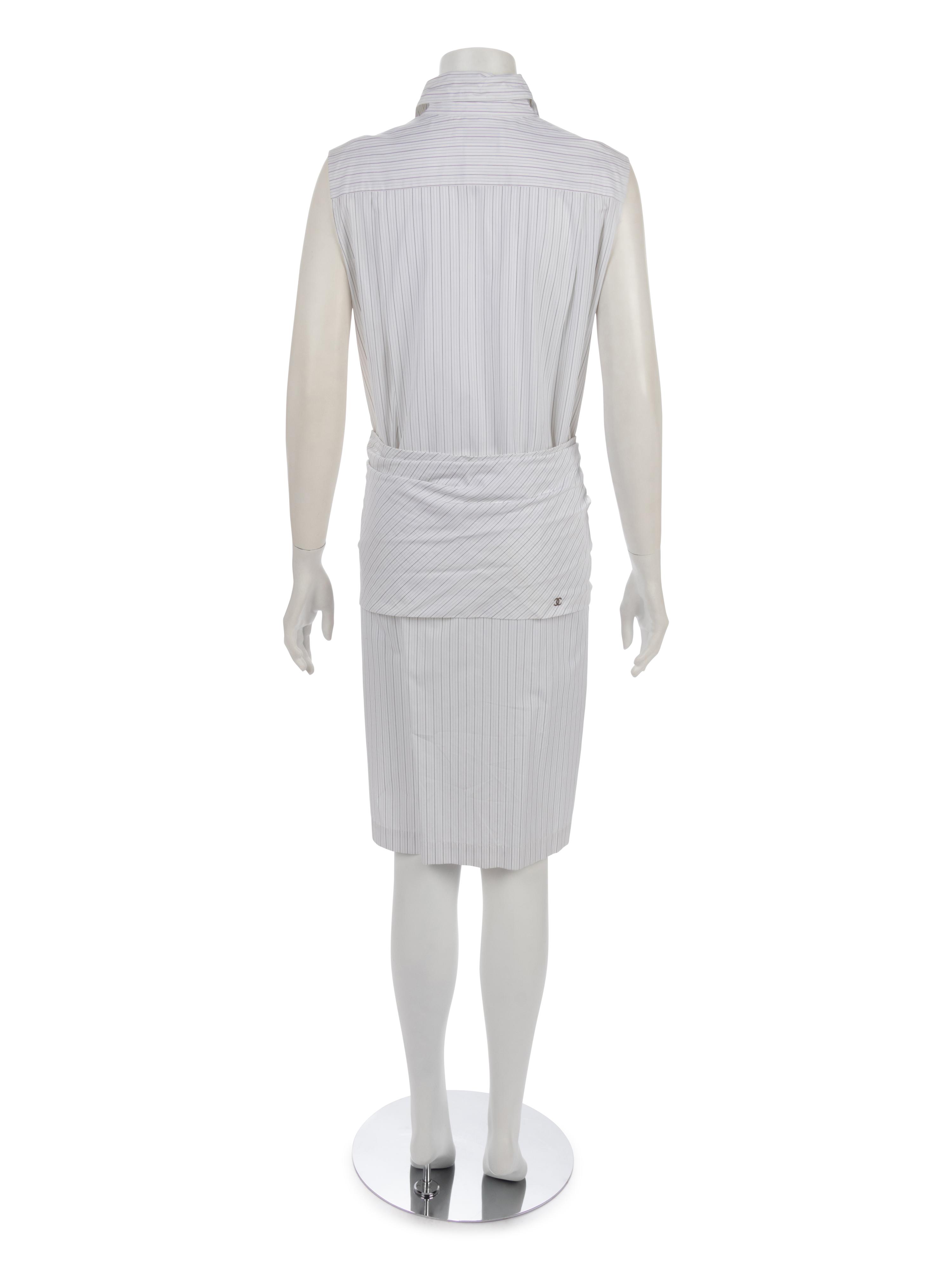 Chanel Cotton Pinstripe Shirt Dress and Shrug, Cruise 2001