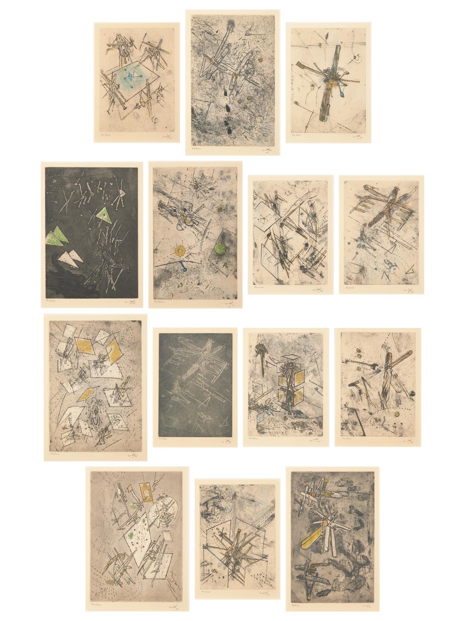 Droites libérées (a group of 14 prints); printed 1971