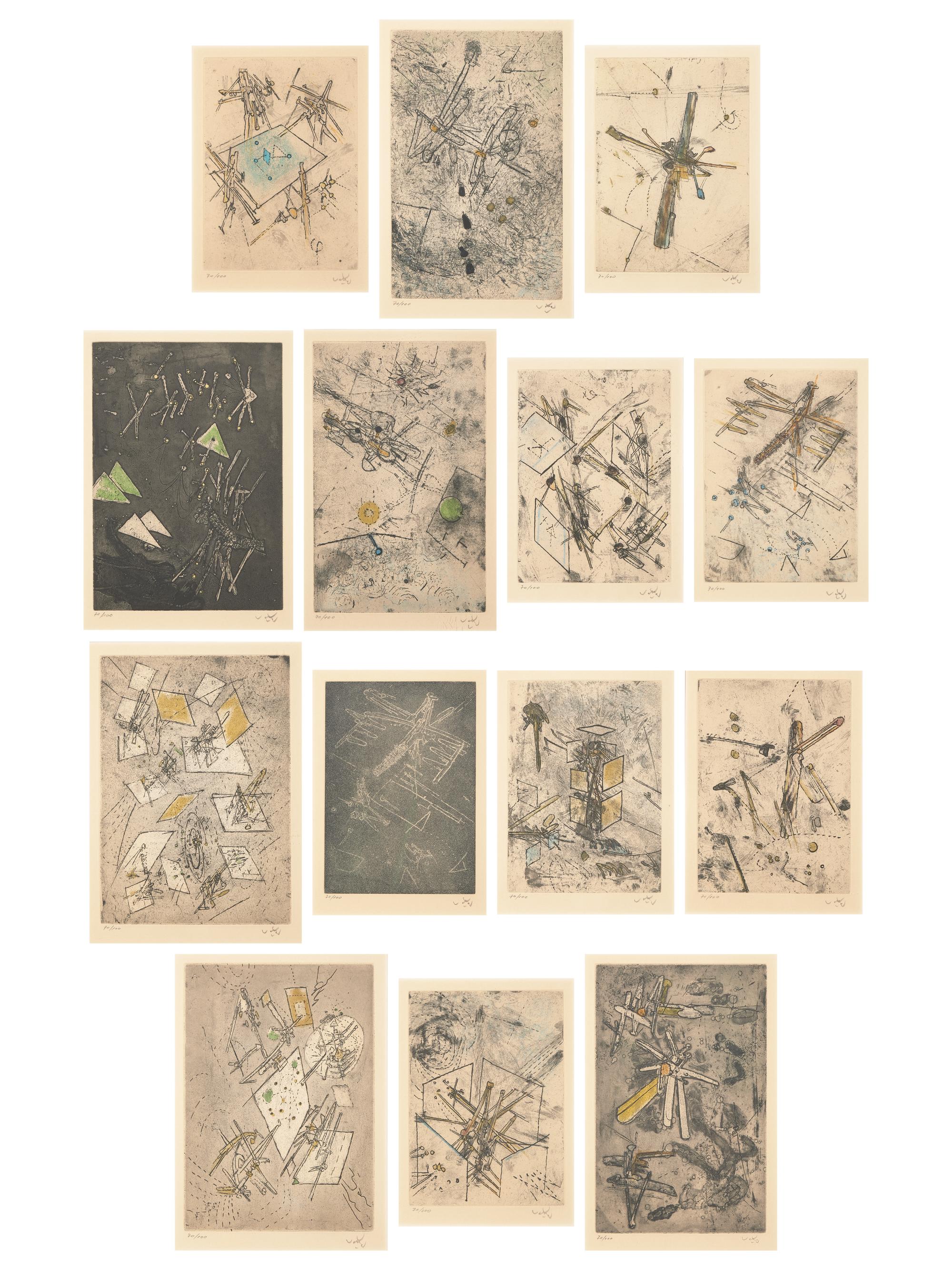 Droites libérées (a group of 14 prints); printed 1971