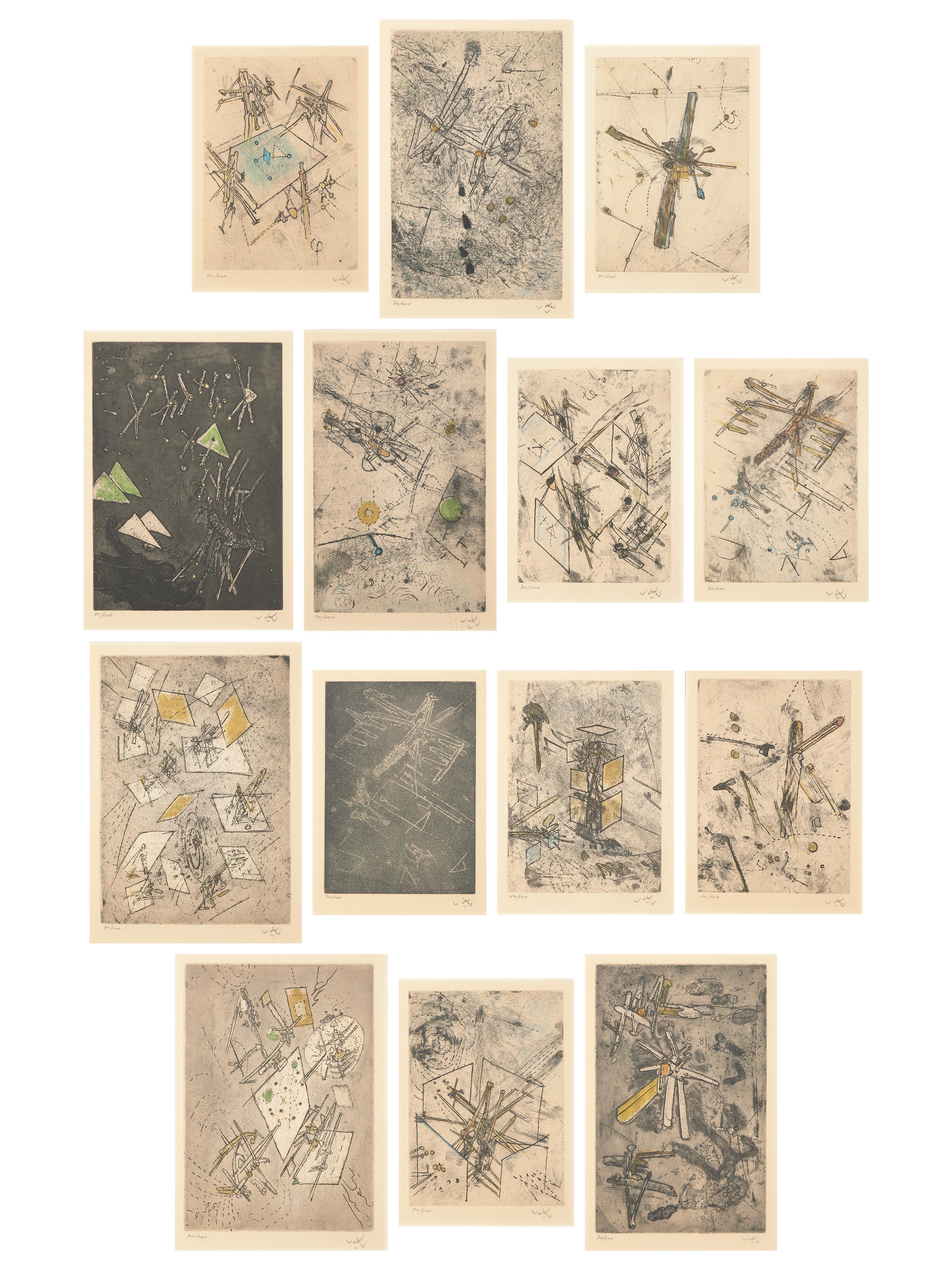 Droites libérées (a group of 14 prints); printed 1971