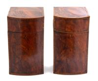 A Pair of Regency Inlaid Burl Walnut Knife Boxes Height 15 1/8 inches. — 19TH CENTURY