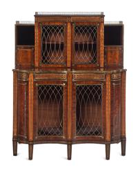 A Late Regency Brass-Inlaid and Ebony-Banded Mahogany Bookcase