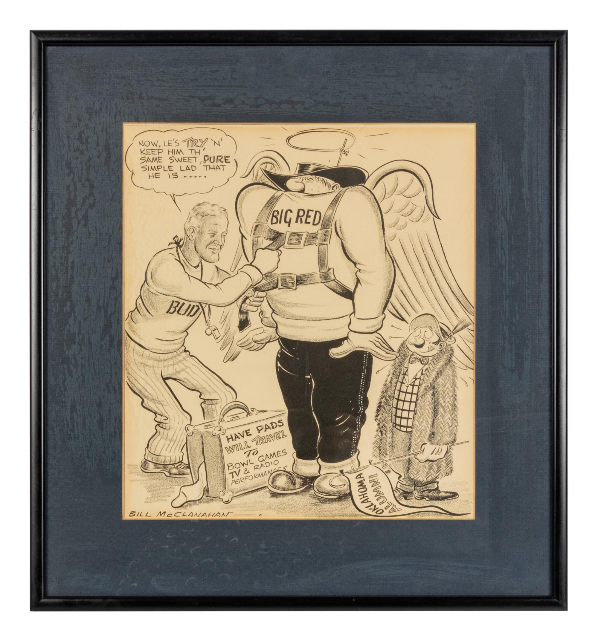 A Bill McClanahan Original Dallas Morning News Cartoon from The Collection of Hall of Fame Oklahoma Football Coach Bud Wilkinson