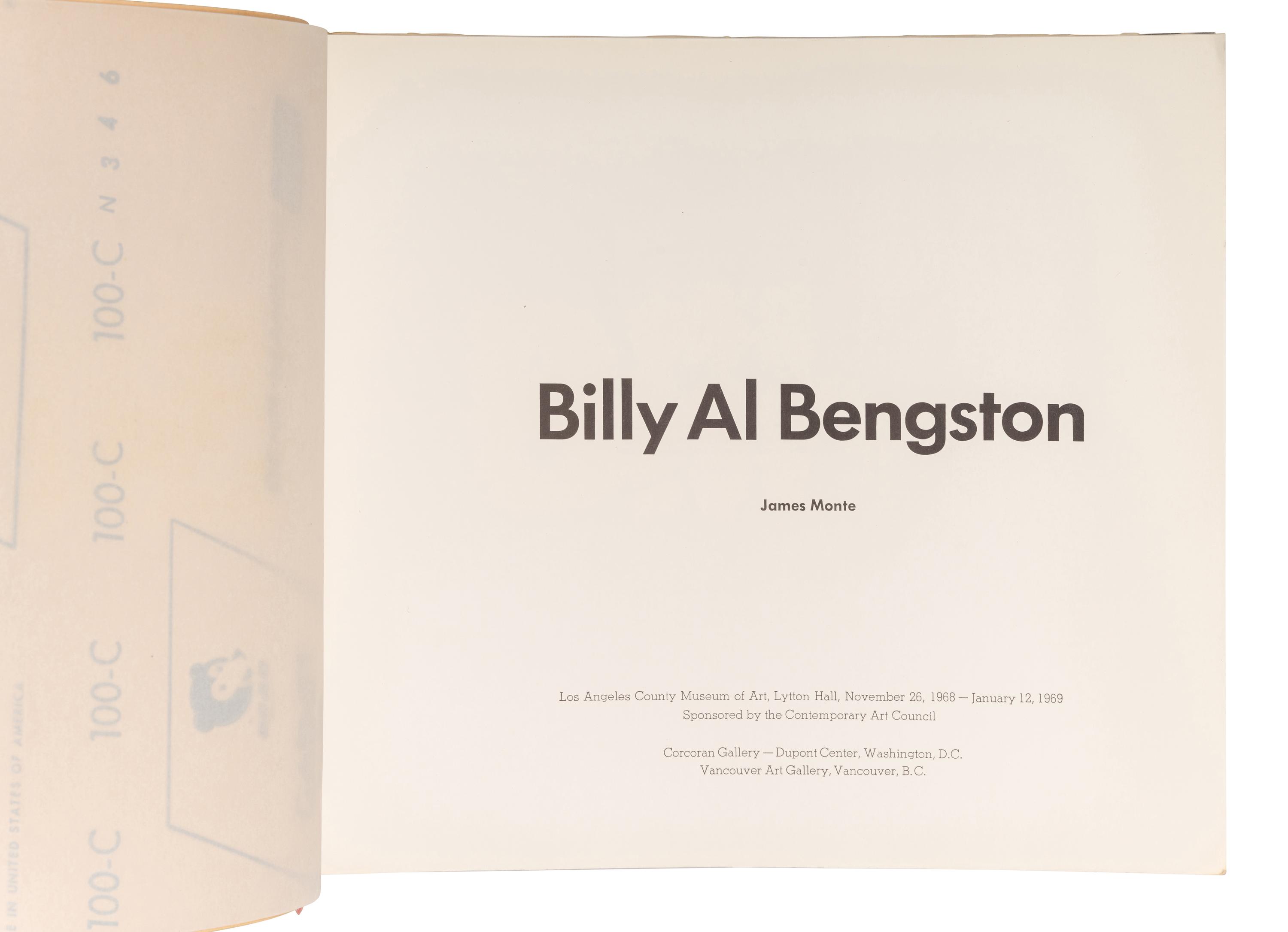 [ARTIST'S BOOK]. BENGSTON, Billy Al (b. 1934). Billy . Los Angeles: Los Angeles County Museum of Art, 1968.